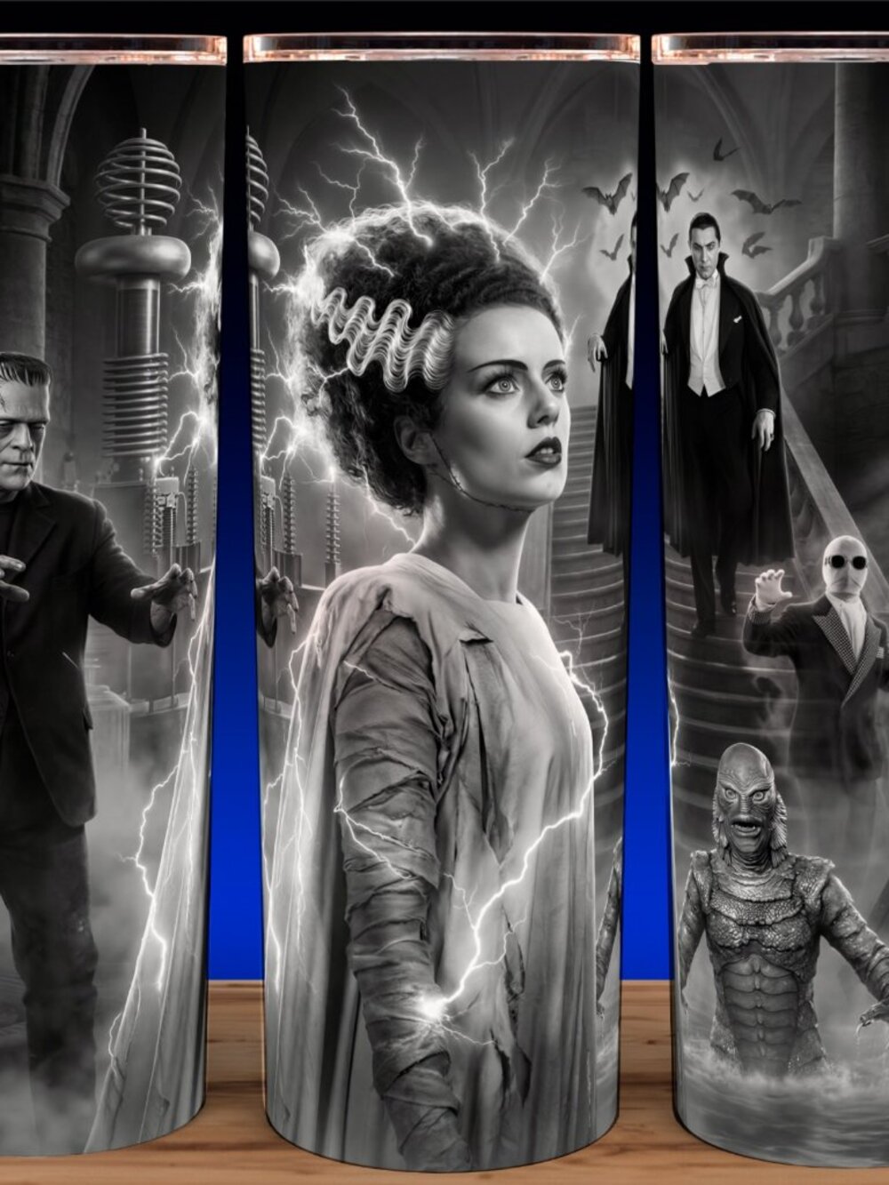 Universal Monsters - Dracula - Frankenstein - Bride - Wolf  Cup Mug Tumbler 20oz